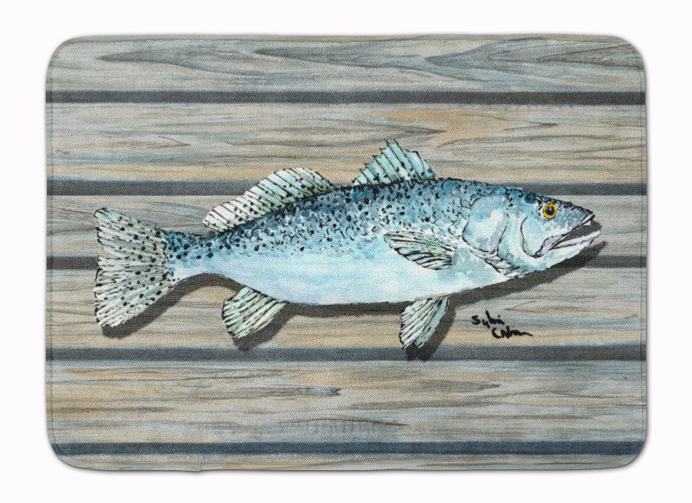 Fish Speckled Trout Memory Foam Kitchen Mat Machine Washable Anti-Fatigue Cushion Comfort Bath or Kitchen Rug