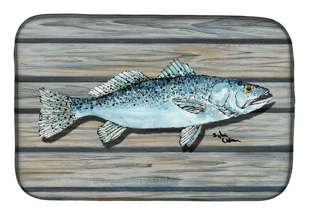 Fish Speckled Trout Dish Drying Mat Absorbent Dish Drying Mat Pad for Kitchen Counter Dish Drainer Mat for Countertop, 14 x 21", Multicolor