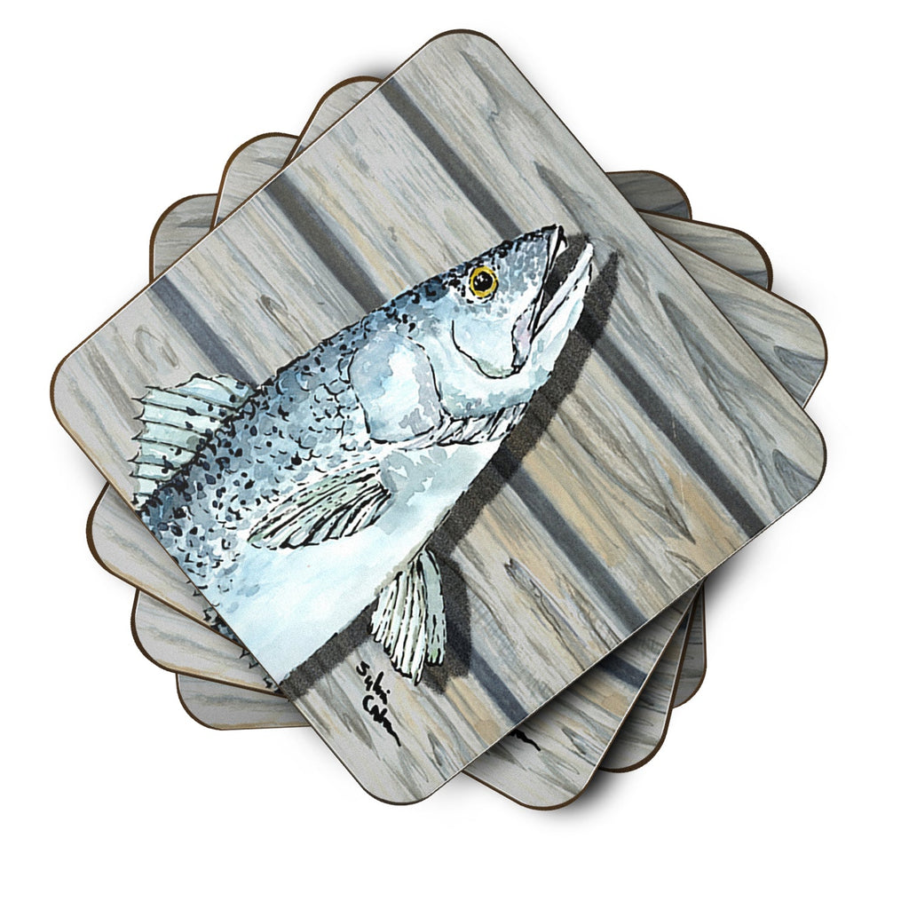 Fish Speckled Trout Foam Coasters Set of 4 Cup Coasters for Indoor Outdoor, Tabletop Protection, Anti Slip, Mouse pad Material