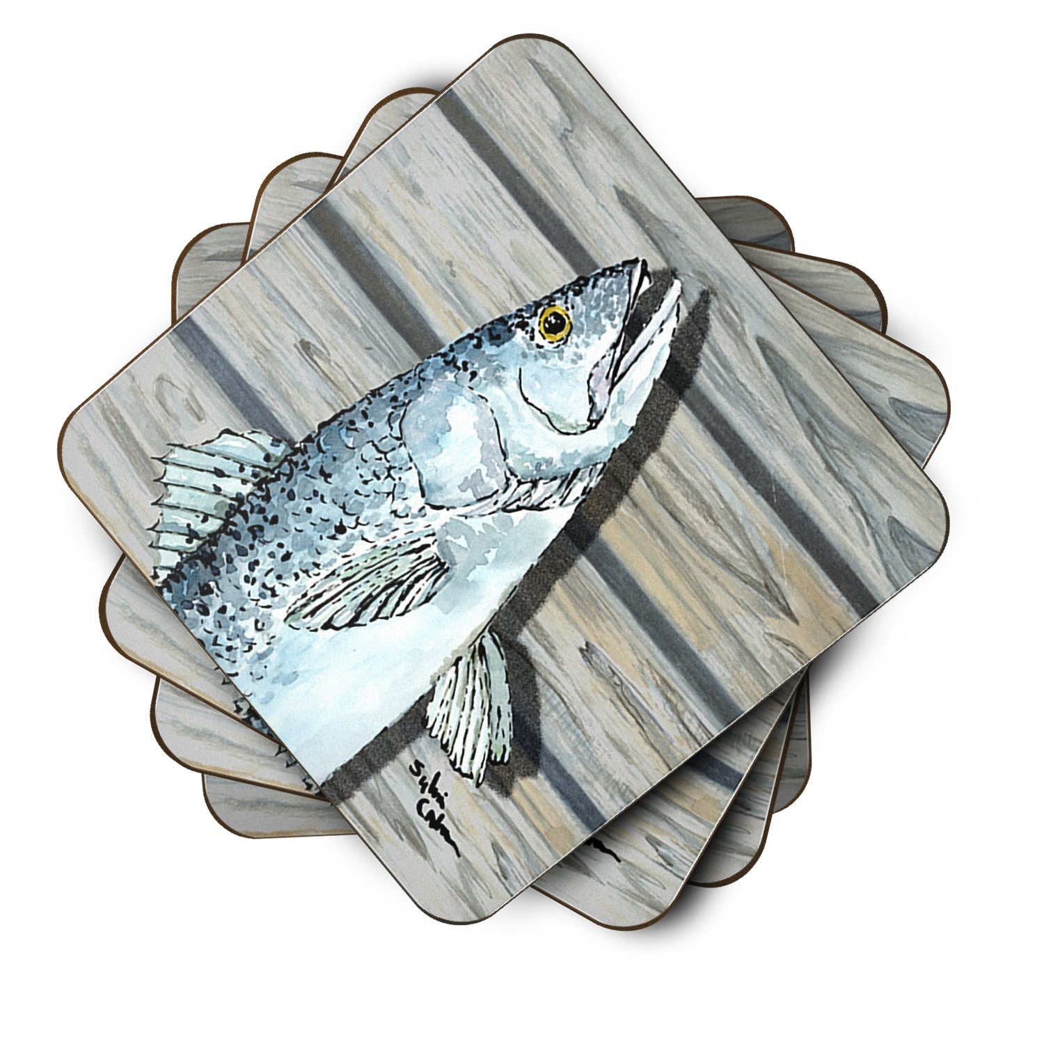 Fish Speckled Trout Foam Coasters Set of 4 Cup Coasters for Indoor Outdoor, Tabletop Protection, Anti Slip, Mouse pad Material