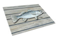 Fish Speckled Trout Cutting Board Tempered Glass Kitchen Cutting Surface, Heat Resistant Chopping, Non-Slip Feet, Food Prep & Serving