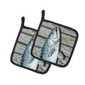 Fish Speckled Trout Pot Holder Set of 2 Heat Resistant Quilted Hot Pads 7.5 x 7.5 Inch, Insulated Kitchen Trivets for Cooking & Baking