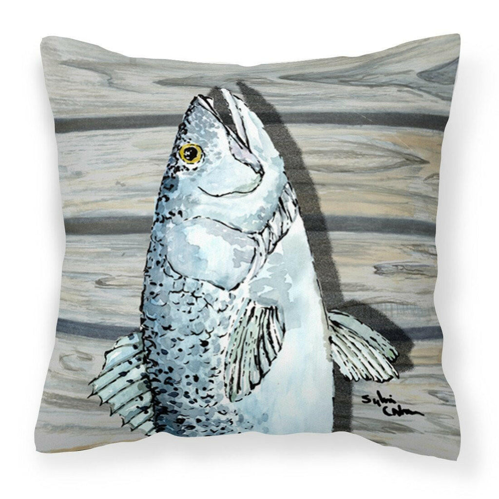 Fish Speckled Trout Decorative Throw Pillow 14x14 Indoor Outdoor Accent Cushion, Fabric Cover with Insert for Sofa, Bed, Porch & Living Room
