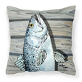 Fish Speckled Trout Decorative Throw Pillow 14x14 Indoor Outdoor Accent Cushion, Fabric Cover with Insert for Sofa, Bed, Porch & Living Room