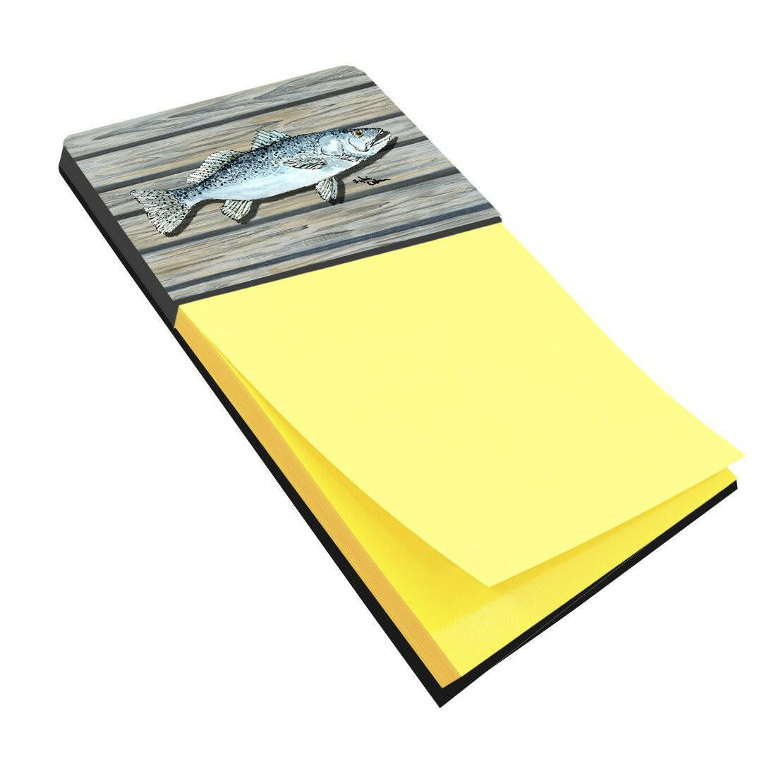 Fish Speckled Trout Watercolor Sticky Note Holder Refillable Dispenser Desk Accessory 3x3 Pad Gift