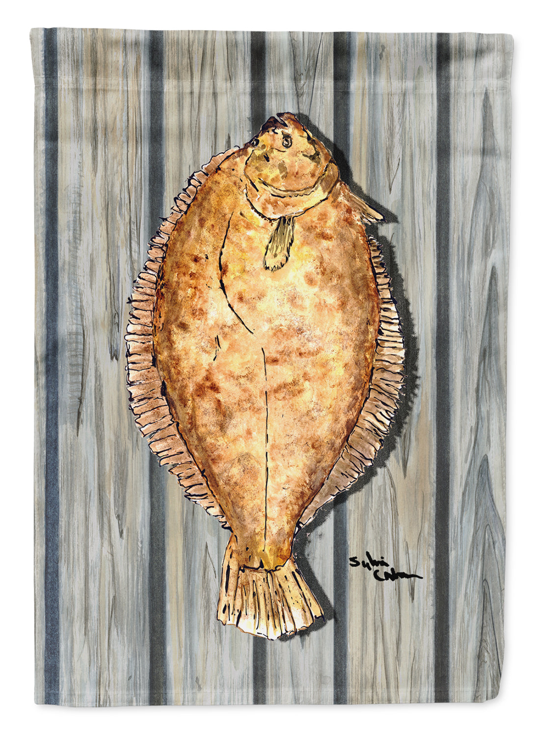 Fish Flounder House Flag 28x40 Porch Sleeve Pole Decorative Outside Yard Banner Artwork Wall Hanging, Polyester