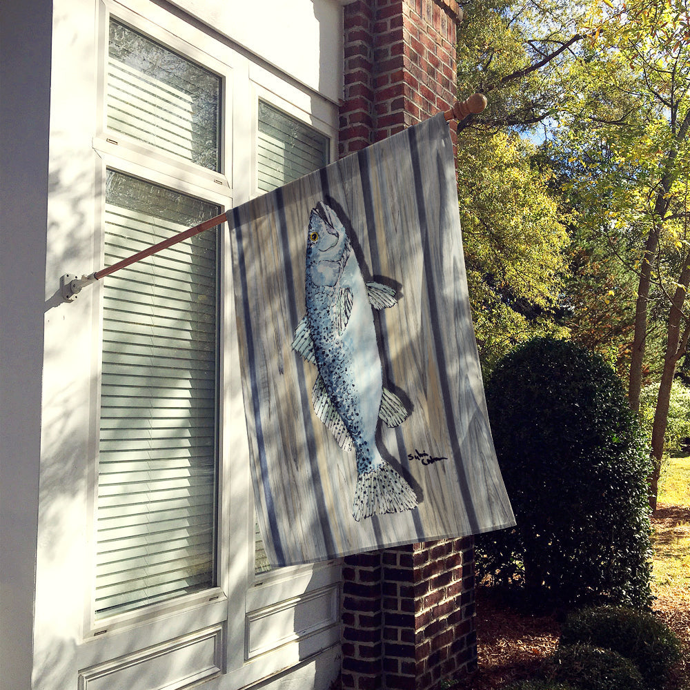 Fish Trout House Flag 28x40 Porch Sleeve Pole Decorative Outside Yard Banner Artwork Wall Hanging, Polyester