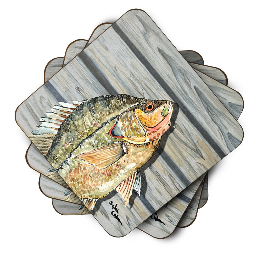 Croppie Fish on Pier Foam Coasters Set of 4 Cup Coasters for Indoor Outdoor, Tabletop Protection, Anti Slip, Mouse pad Material