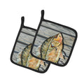 Croppie Fish on Pier Pot Holder Set of 2 Heat Resistant Quilted Hot Pads 7.5 x 7.5 Inch, Insulated Kitchen Trivets for Cooking & Baking