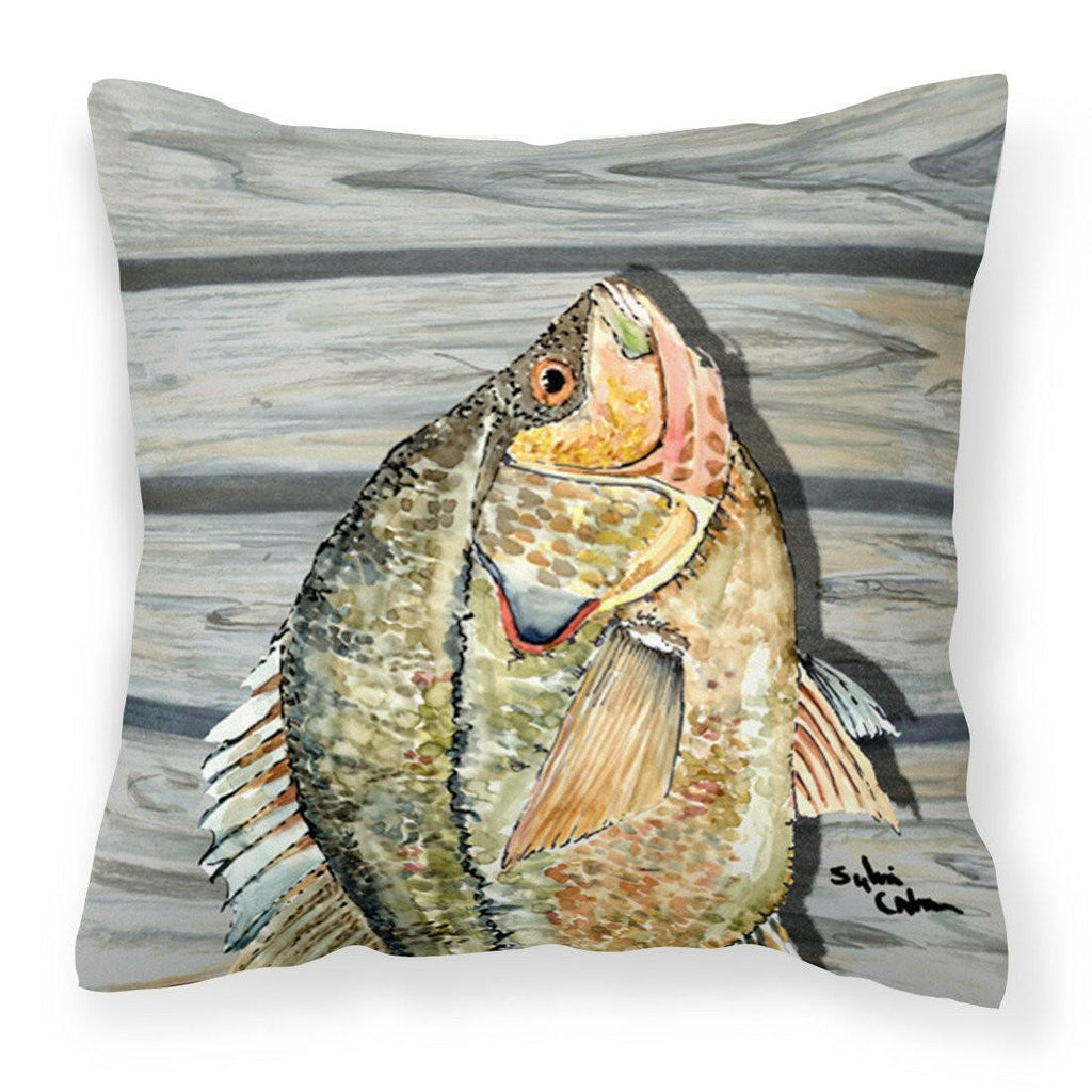 Croppie Fish on Pier Decorative Throw Pillow 14x14 Indoor Outdoor Accent Cushion, Fabric Cover with Insert for Sofa, Bed, Porch & Living Room