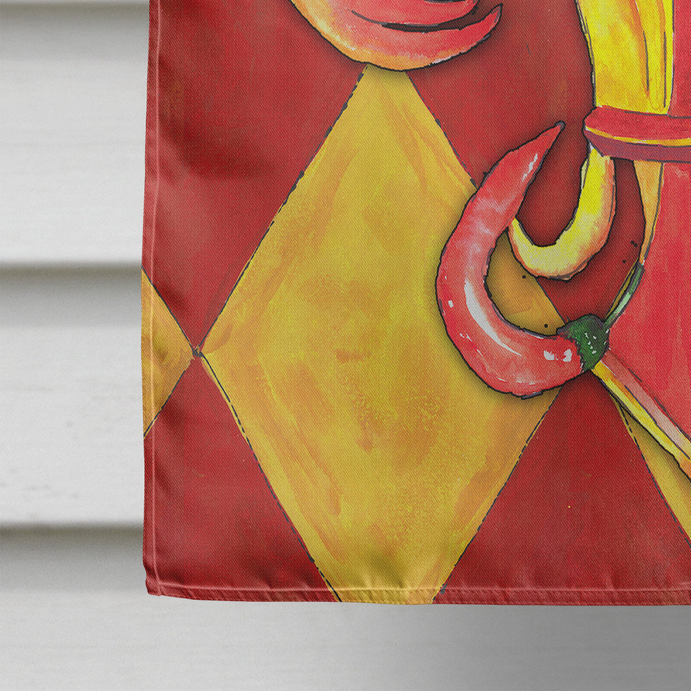 Hot Peppers Fleur de Lis House Flag 28x40 Porch Sleeve Pole Decorative Outside Yard Banner Artwork Wall Hanging, Polyester