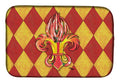 Hot Peppers Fleur de Lis Dish Drying Mat Absorbent Dish Drying Mat Pad for Kitchen Counter Dish Drainer Mat for Countertop, 14 x 21", Multicolor
