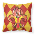 Hot Peppers Fleur de Lis Decorative Throw Pillow 14x14 Indoor Outdoor Accent Cushion, Fabric Cover with Insert for Sofa, Bed, Porch & Living Room
