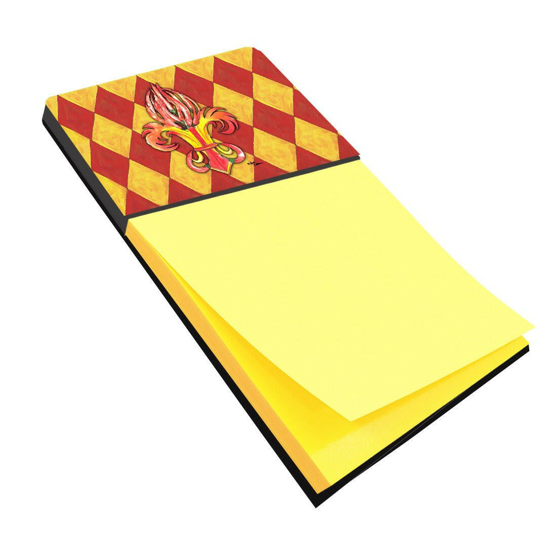 Hot Peppers Fleur de Lis Watercolor Sticky Note Holder Refillable Dispenser Desk Accessory 3x3 Pad Gift