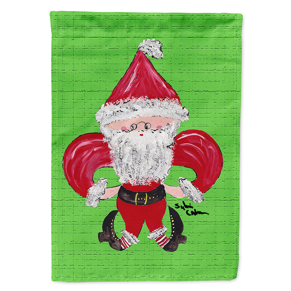 Christmas Fleur de lis Santa Claus House Flag 28x40 Porch Sleeve Pole Decorative Outside Yard Banner Artwork Wall Hanging, Polyester