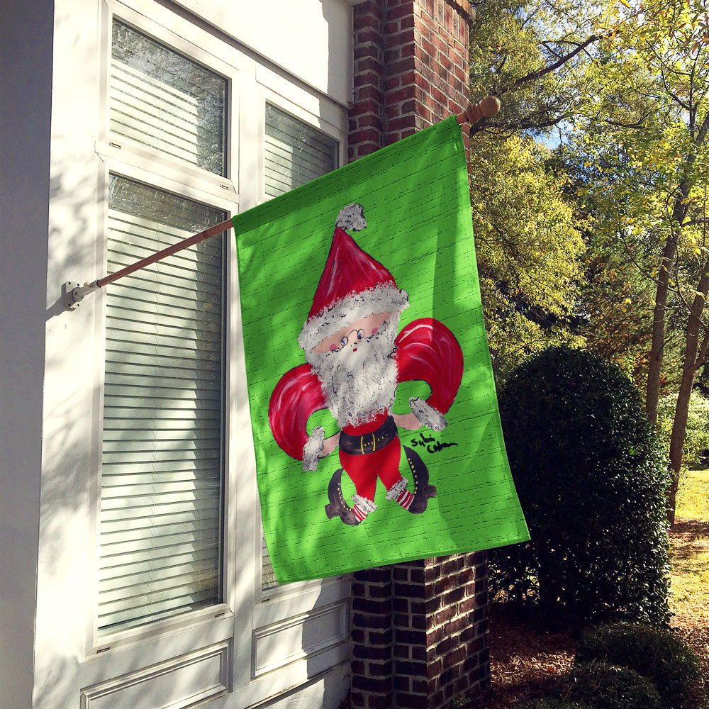 Christmas Fleur de lis Santa Claus House Flag 28x40 Porch Sleeve Pole Decorative Outside Yard Banner Artwork Wall Hanging, Polyester