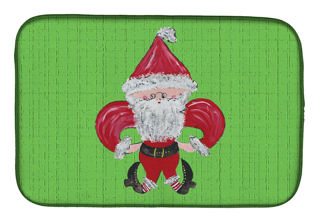 Christmas Fleur de lis Santa Claus Dish Drying Mat Absorbent Dish Drying Mat Pad for Kitchen Counter Dish Drainer Mat for Countertop, 14 x 21", Multicolor