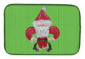 Christmas Fleur de lis Santa Claus Dish Drying Mat Absorbent Dish Drying Mat Pad for Kitchen Counter Dish Drainer Mat for Countertop, 14 x 21", Multicolor
