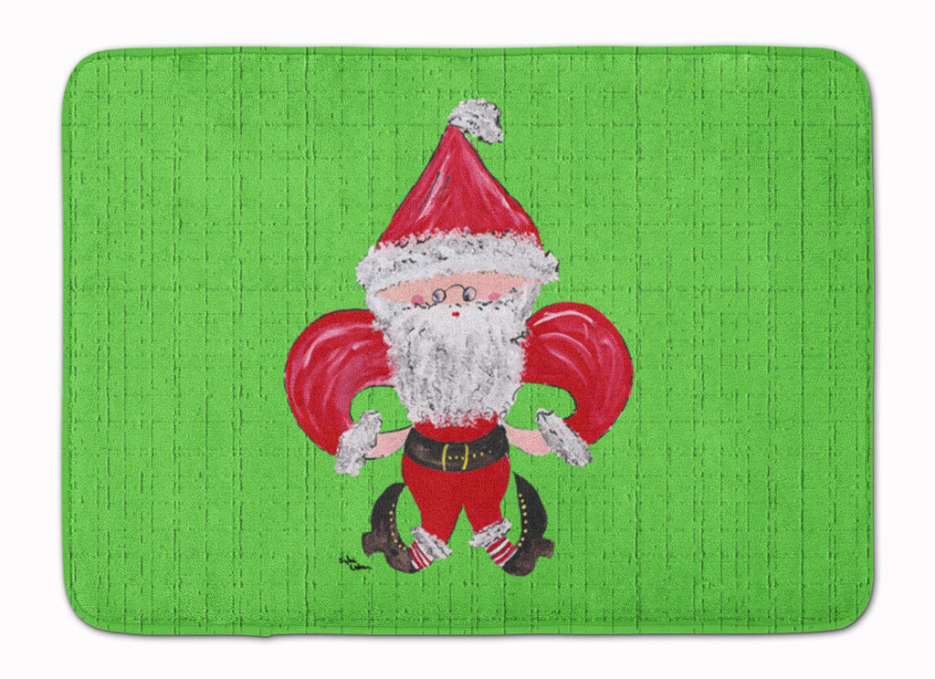 Christmas Fleur de lis Santa Claus Memory Foam Kitchen Mat Machine Washable Anti-Fatigue Cushion Comfort Bath or Kitchen Rug
