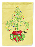 Christmas Tree Fleur de lis House Flag 28x40 Porch Sleeve Pole Decorative Outside Yard Banner Artwork Wall Hanging, Polyester