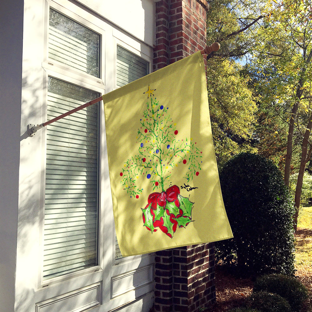 Christmas Tree Fleur de lis House Flag 28x40 Porch Sleeve Pole Decorative Outside Yard Banner Artwork Wall Hanging, Polyester