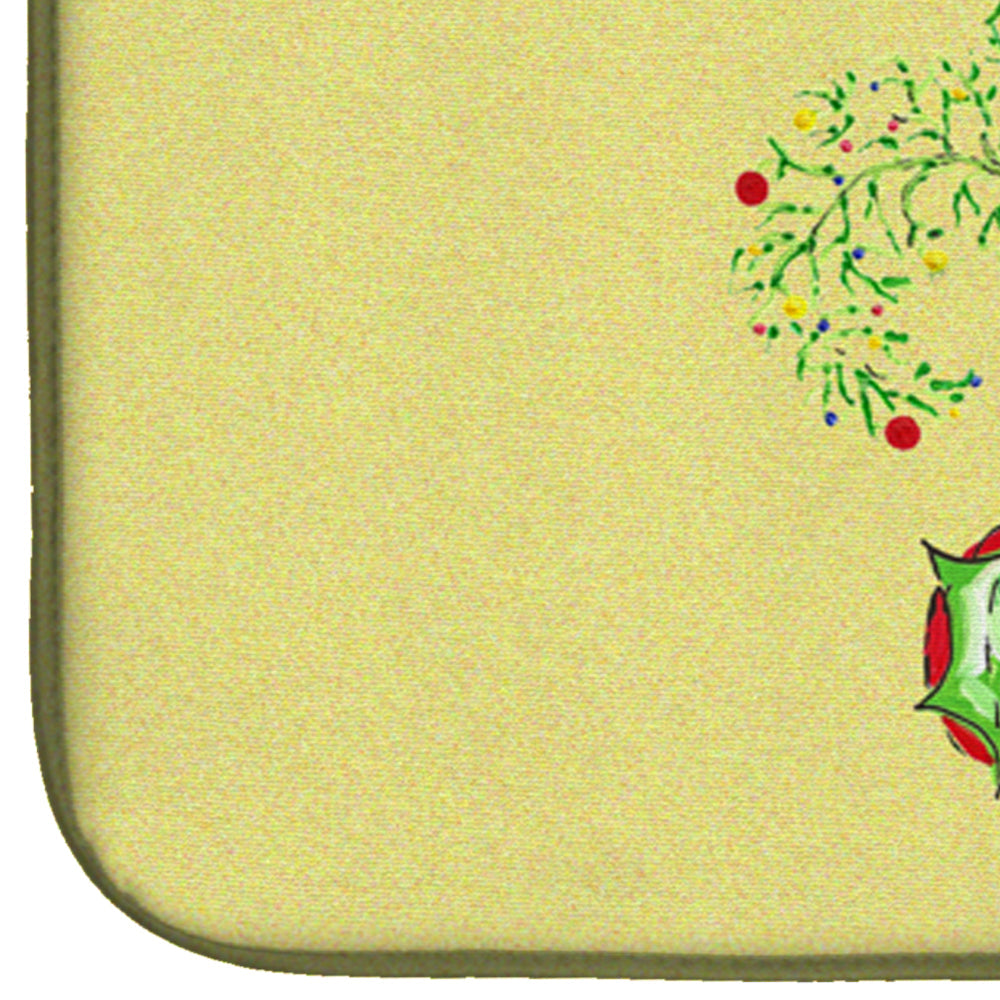 Christmas Tree Fleur de lis Dish Drying Mat Absorbent Dish Drying Mat Pad for Kitchen Counter Dish Drainer Mat for Countertop, 14 x 21", Multicolor