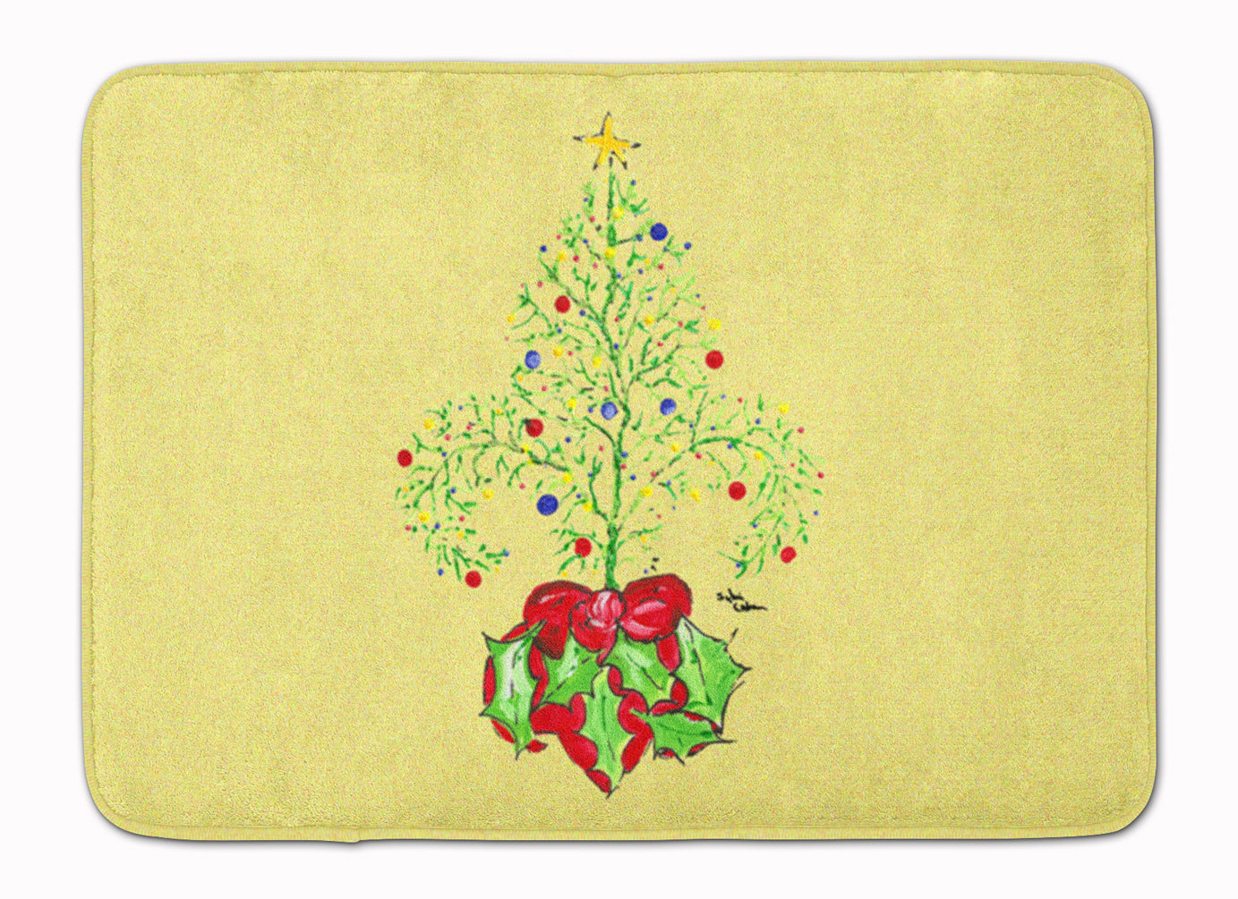 Christmas Tree Fleur de lis Memory Foam Kitchen Mat Machine Washable Anti-Fatigue Cushion Comfort Bath or Kitchen Rug