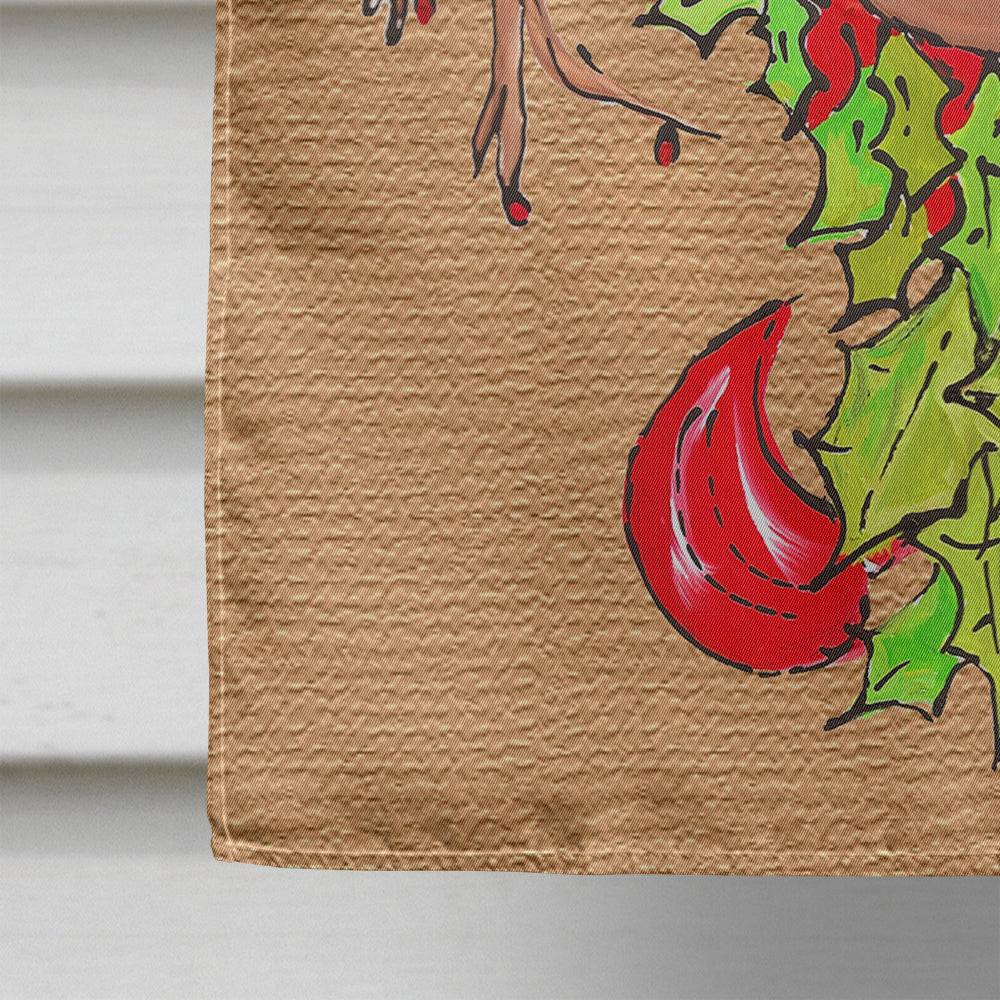 Christmas Reindeer Fleur de lis House Flag 28x40 Porch Sleeve Pole Decorative Outside Yard Banner Artwork Wall Hanging, Polyester
