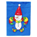 Christmas Snowman Fleur de lis House Flag 28x40 Porch Sleeve Pole Decorative Outside Yard Banner Artwork Wall Hanging, Polyester