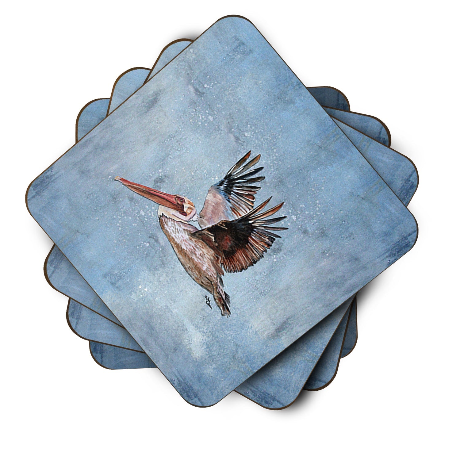 Bird - Pelican Foam Coasters Set of 4 Cup Coasters for Indoor Outdoor, Tabletop Protection, Anti Slip, Mouse pad Material