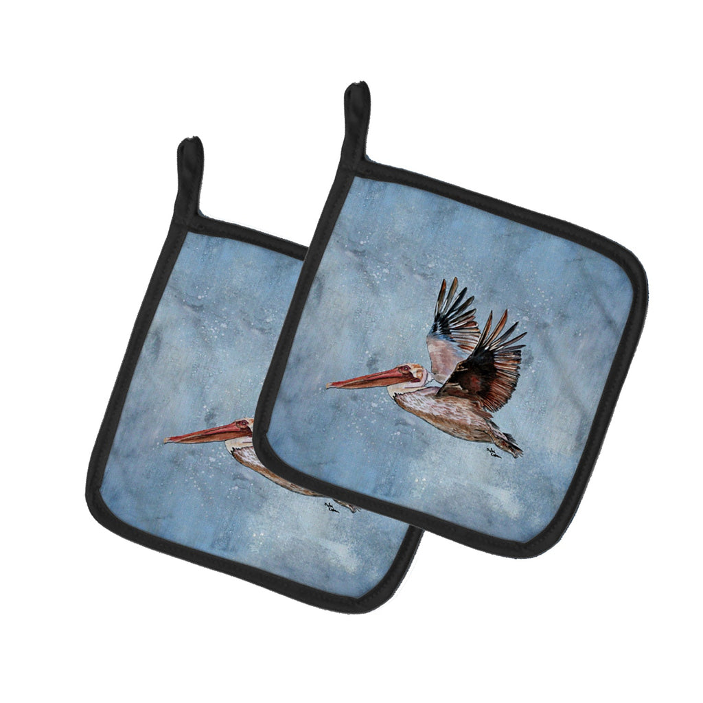 Bird - Pelican Pot Holder Set of 2 Heat Resistant Quilted Hot Pads 7.5 x 7.5 Inch, Insulated Kitchen Trivets for Cooking & Baking