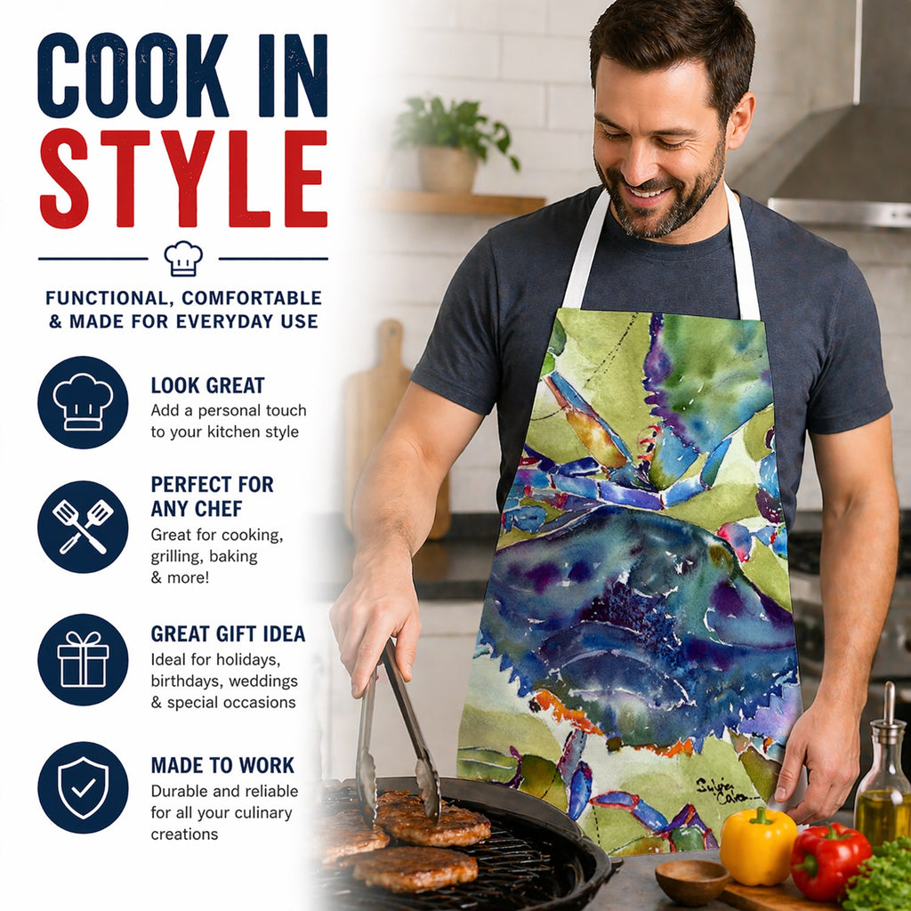 Crab All Over Apron Cooking Kitchen Server Baking Crafts Gardening for Adult Women Men, Unisex, Large, Multicolor