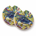 Crab All Over Set of 2 Cup Holder Car Coasters Absorbent Round Sandstone Coasters Gifts for Men or Women, 2.5, Multicolor