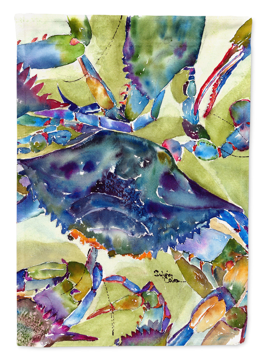 Crab All Over House Flag 28x40 Porch Sleeve Pole Decorative Outside Yard Banner Artwork Wall Hanging, Polyester
