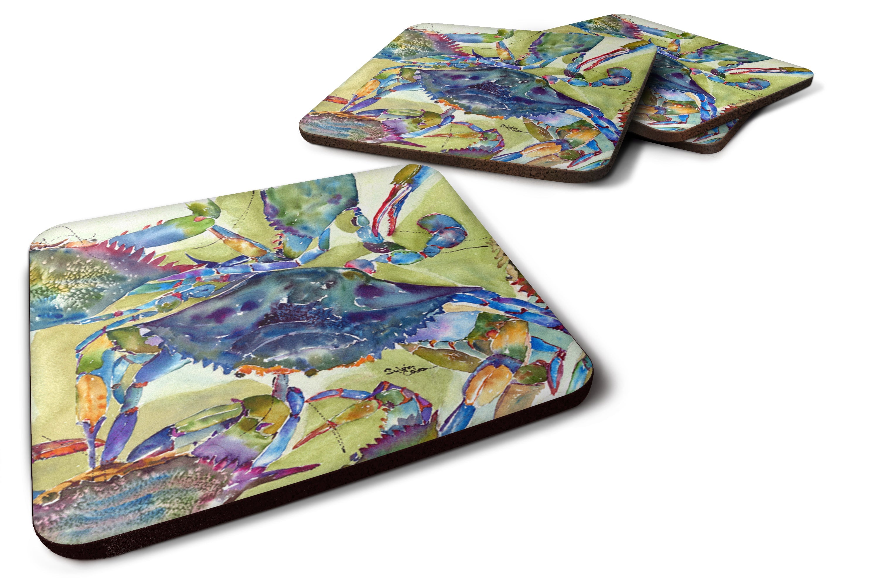 Crab All Over Foam Coasters Set of 4 Cup Coasters for Indoor Outdoor, Tabletop Protection, Anti Slip, Mouse pad Material