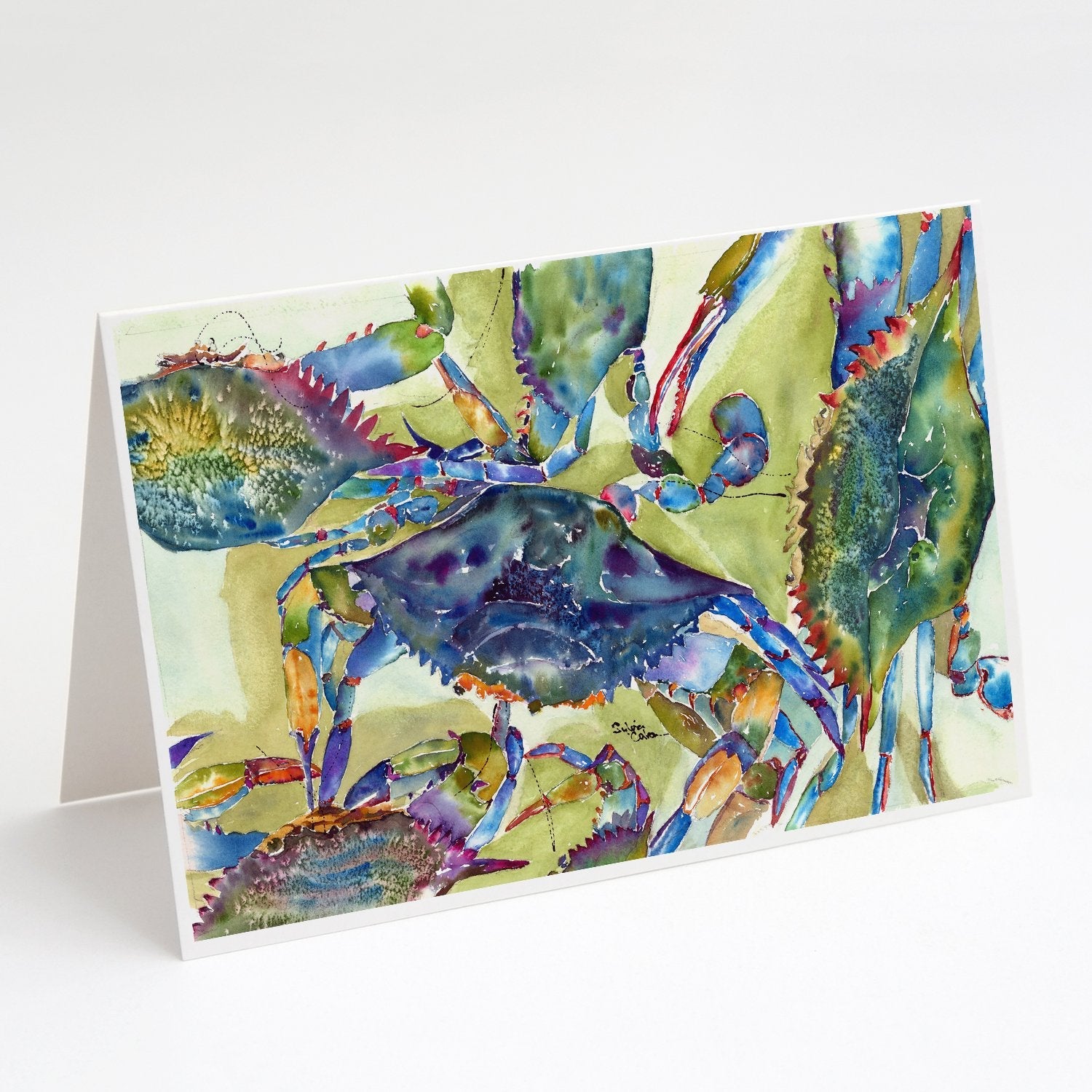 Crab All Over Greeting Cards Pack of 8 Blank Cards with Envelopes Whimsical A7 Size 5x7