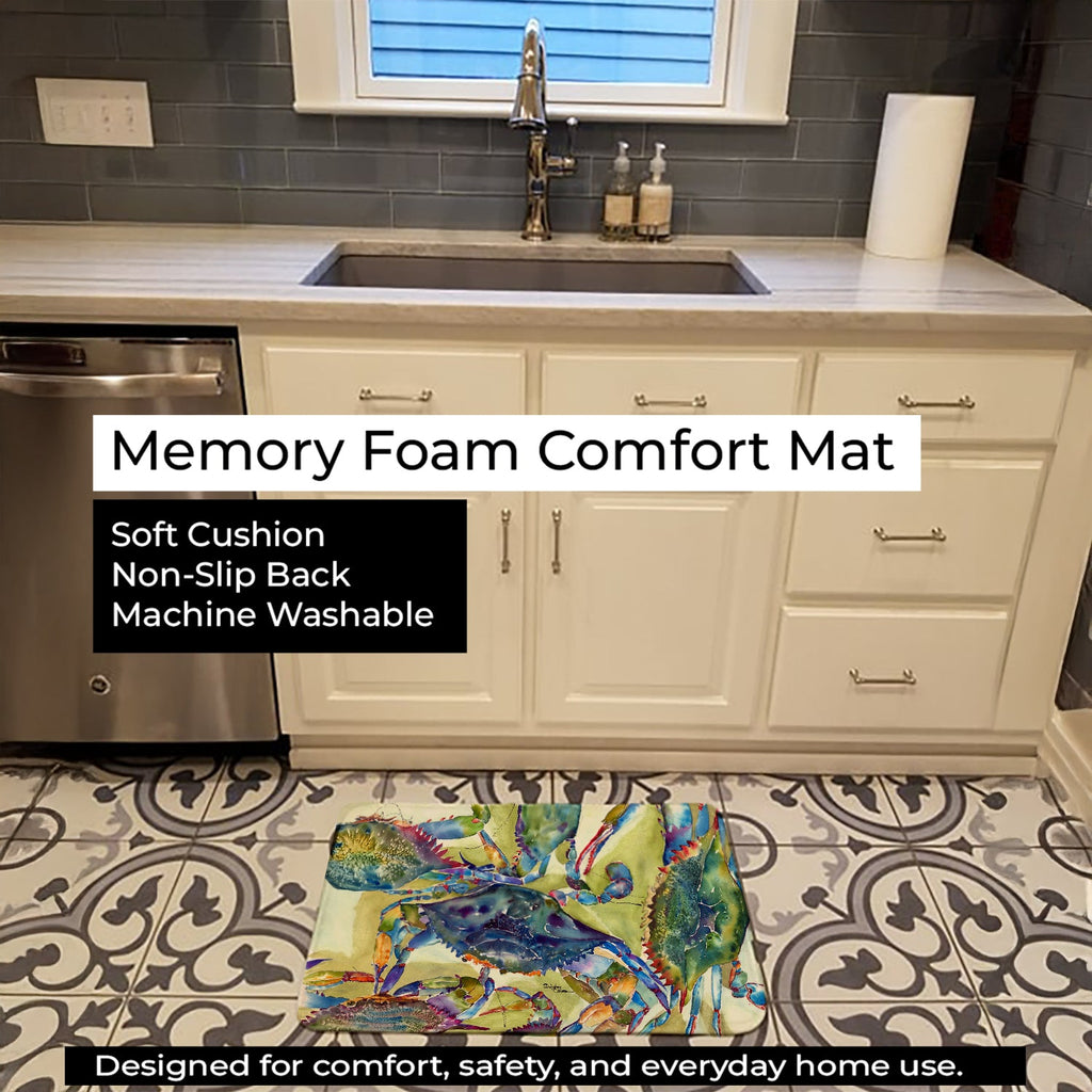 Crab All Over Memory Foam Kitchen Mat Machine Washable Anti-Fatigue Cushion Comfort Bath or Kitchen Rug