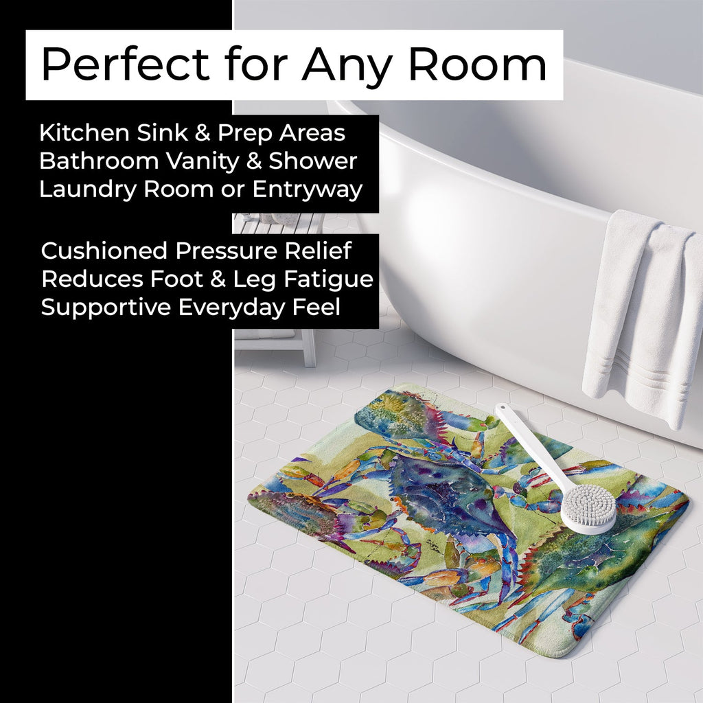 Crab All Over Memory Foam Kitchen Mat Machine Washable Anti-Fatigue Cushion Comfort Bath or Kitchen Rug