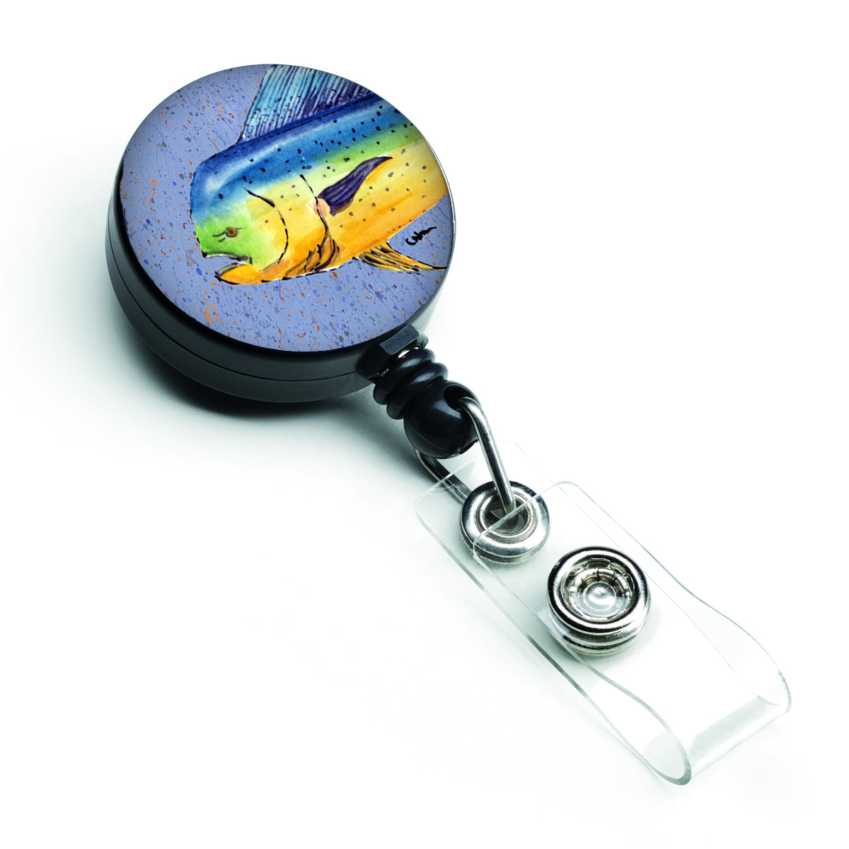 Dolphin Mahi Mahi Retractable Badge Reel for Nurses ID Badge Holder with Clip Retractable Employee Badge Holder, Belt Clip