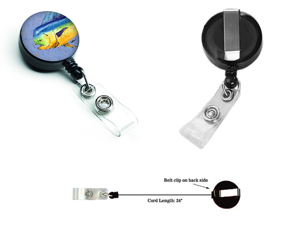 Dolphin Mahi Mahi Retractable Badge Reel for Nurses ID Badge Holder with Clip Retractable Employee Badge Holder, Belt Clip