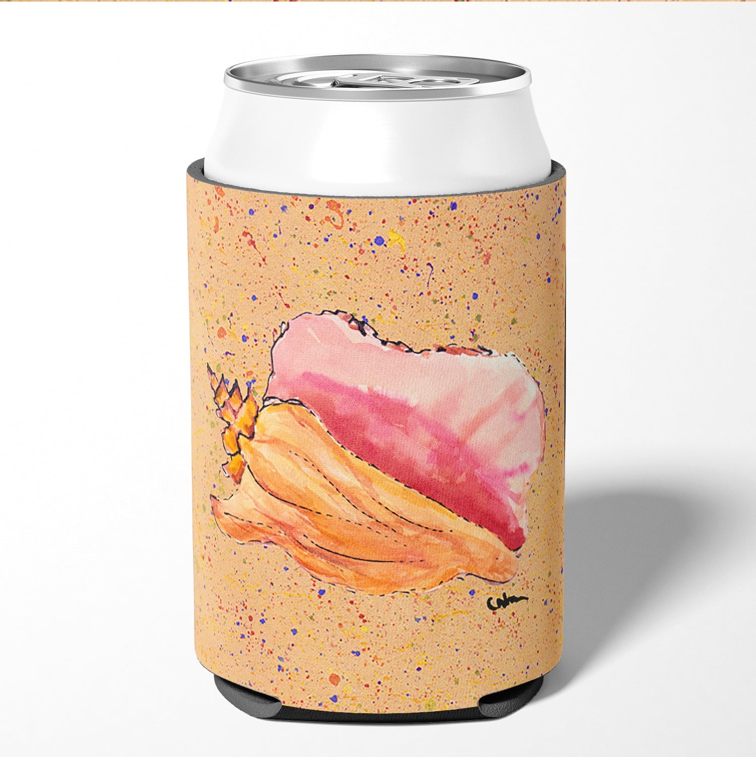 Shells Can or Bottle Hugger Cooler Sleeve for Standard 12 oz Cans, Insulated Foam Beer & Soda Can Hugger Reusable