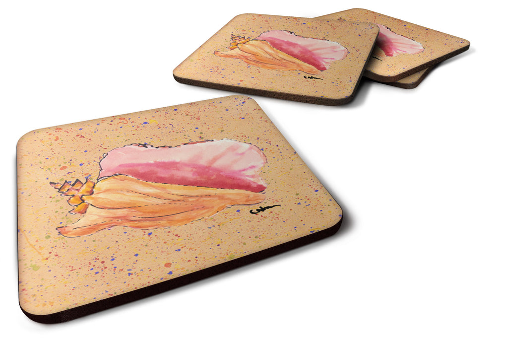 Shells Foam Coasters Set of 4 Cup Coasters for Indoor Outdoor, Tabletop Protection, Anti Slip, Mouse pad Material