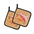 Shells Pot Holder Set of 2 Heat Resistant Quilted Hot Pads 7.5 x 7.5 Inch, Insulated Kitchen Trivets for Cooking & Baking