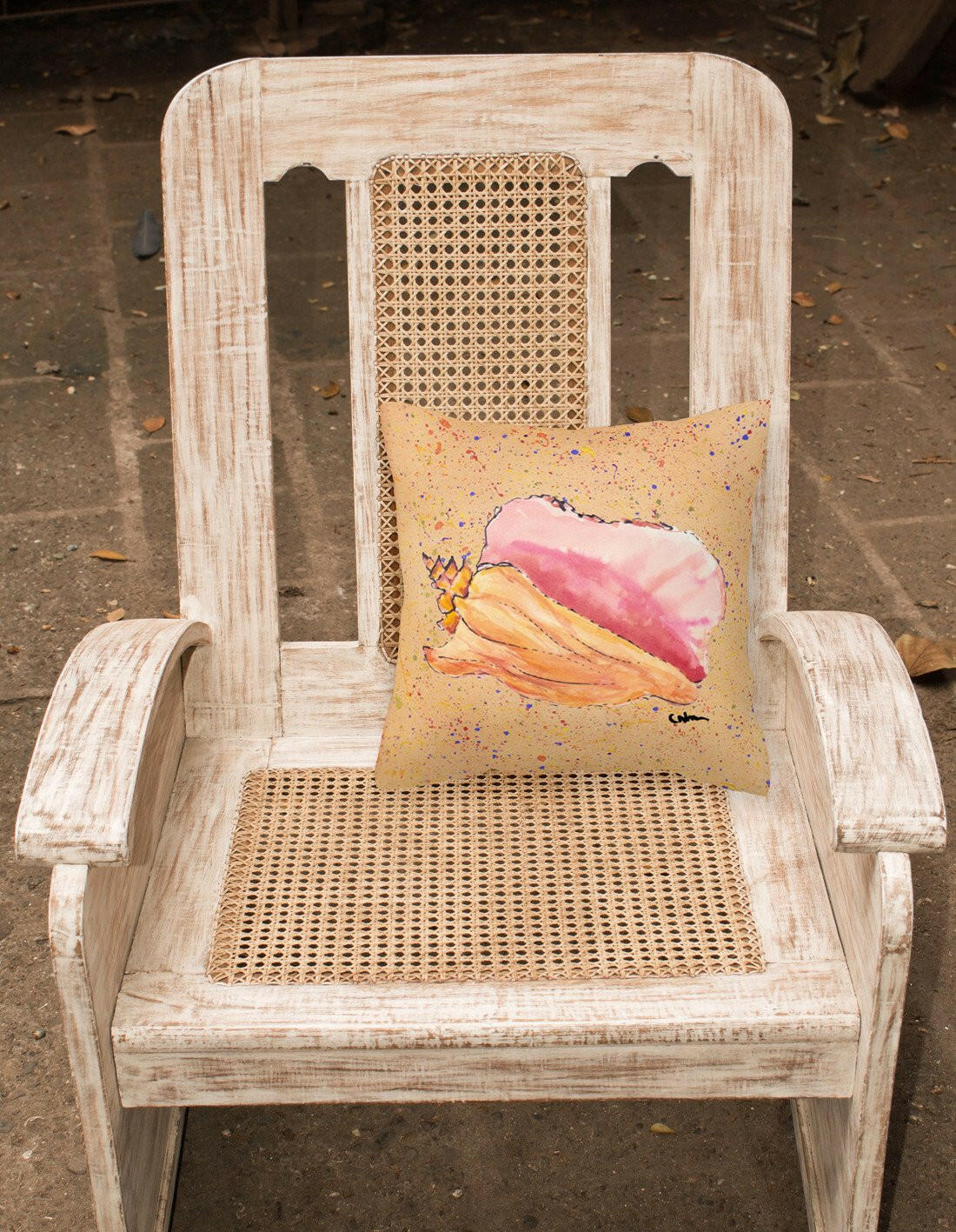 Shells Decorative Throw Pillow 14x14 Indoor Outdoor Accent Cushion, Fabric Cover with Insert for Sofa, Bed, Porch & Living Room