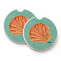 Shells Set of 2 Cup Holder Car Coasters Absorbent Round Sandstone Coasters Gifts for Men or Women, 2.5, Multicolor