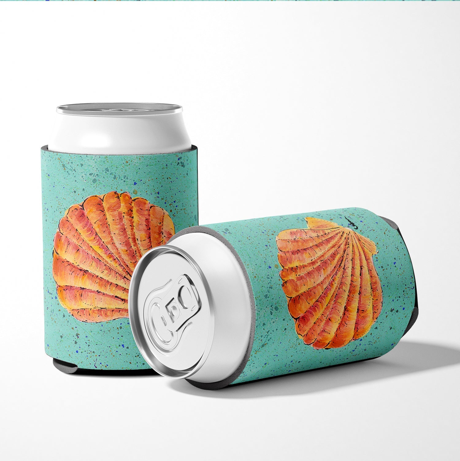 Shells Can or Bottle Hugger Cooler Sleeve for Standard 12 oz Cans, Insulated Foam Beer & Soda Can Hugger Reusable