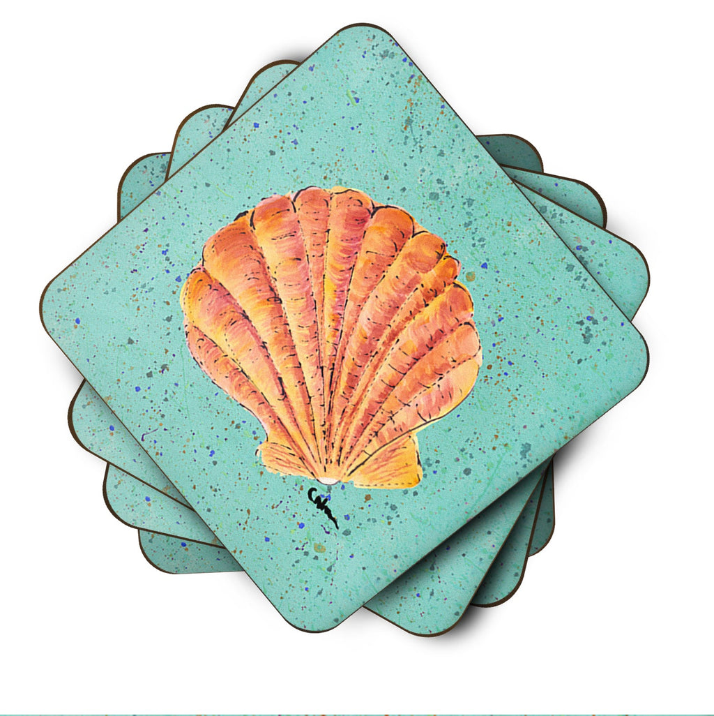 Shells Foam Coasters Set of 4 Cup Coasters for Indoor Outdoor, Tabletop Protection, Anti Slip, Mouse pad Material