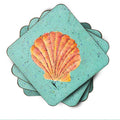 Shells Foam Coasters Set of 4 Cup Coasters for Indoor Outdoor, Tabletop Protection, Anti Slip, Mouse pad Material