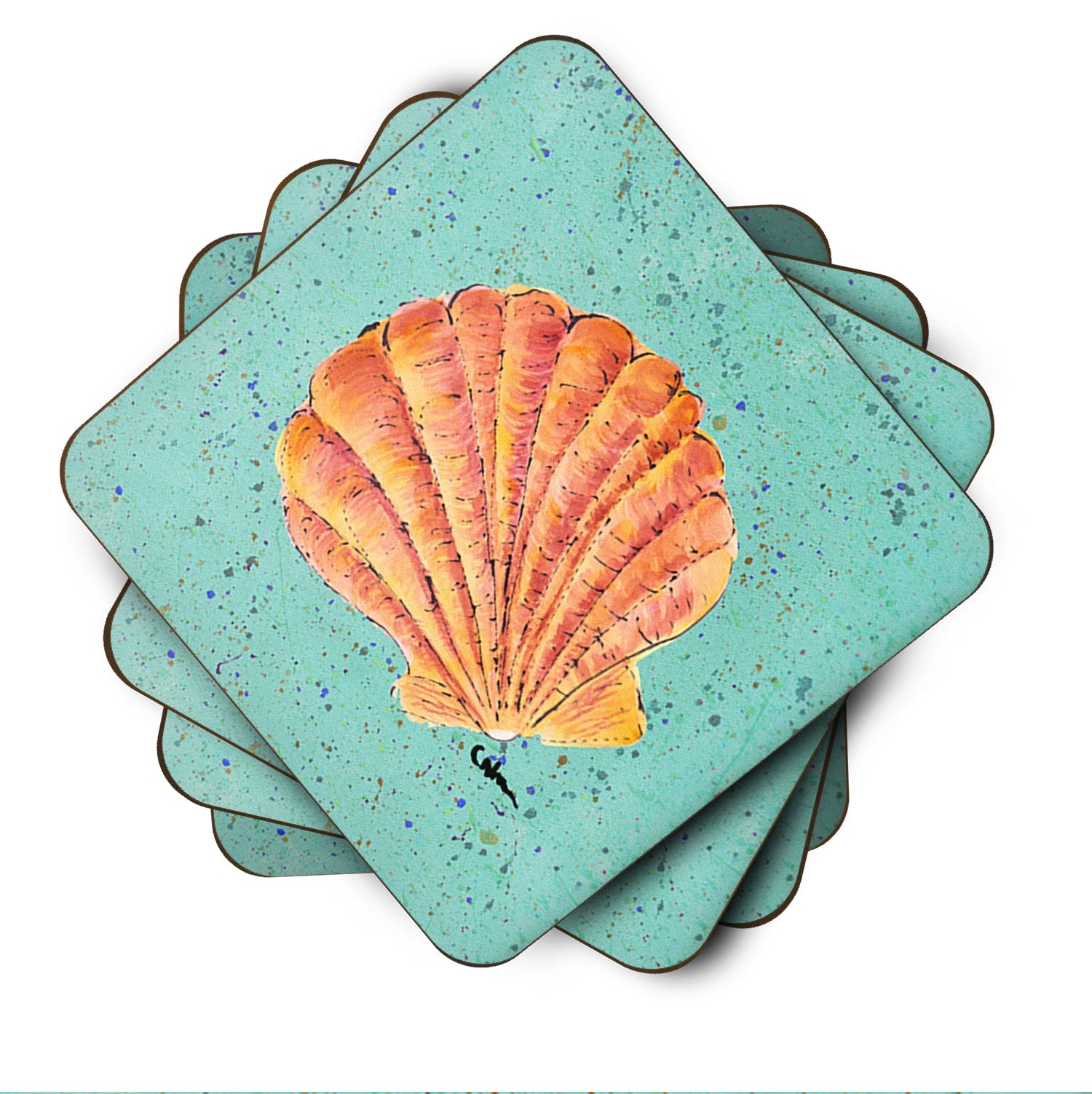 Shells Foam Coasters Set of 4 Cup Coasters for Indoor Outdoor, Tabletop Protection, Anti Slip, Mouse pad Material