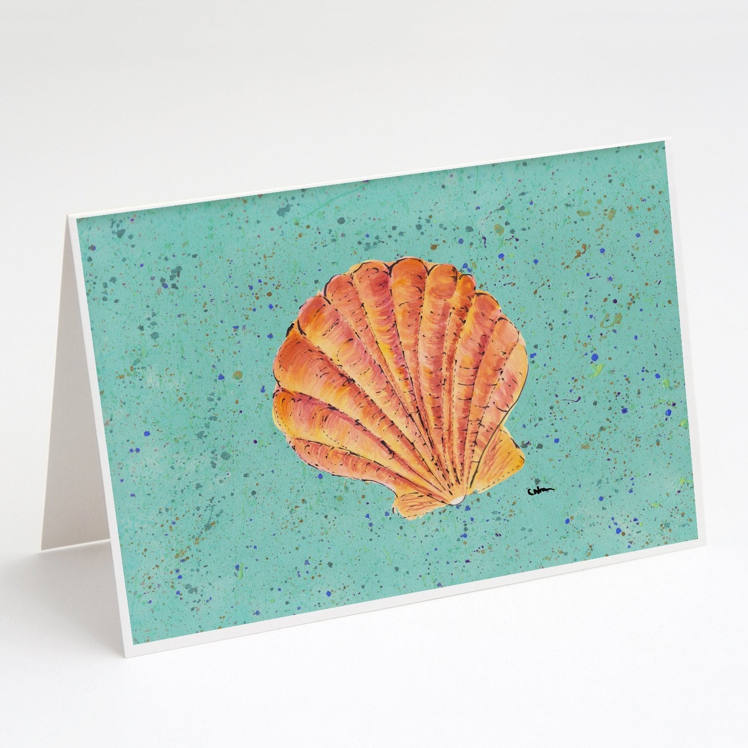 Shells Greeting Cards Pack of 8 Blank Cards with Envelopes Whimsical A7 Size 5x7
